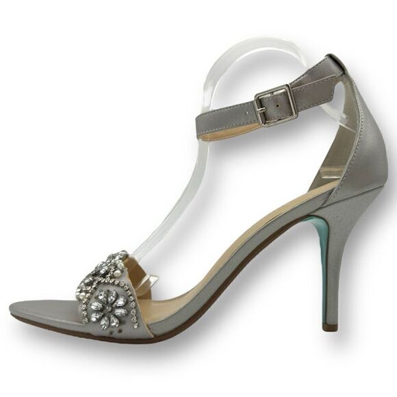 Betsey Johnson Womens Gina Embellished Rhinestone Sandals Silver Size 10M - Picture 4 of 11